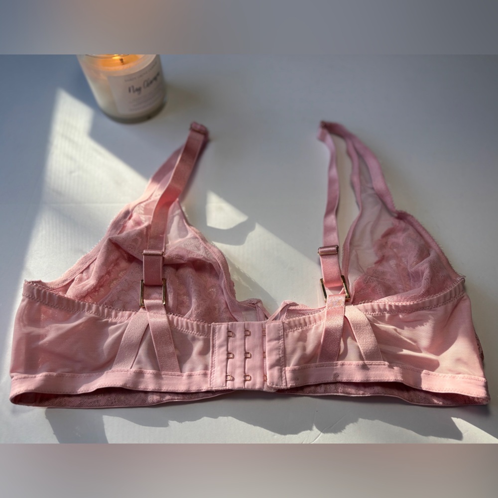 Beautiful Savage X Fenty Pink/gold Floral Lace Unlined No Underwire Bra Size 2X - Picture 4 of 6
